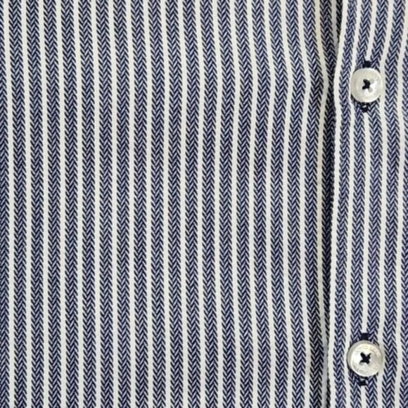 Jared Lang After Hours Shirt Men's XL Blue Cotton Herringbone Slim Fit Button-Up - Picture 15 of 16